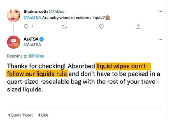 Can I take baby wipes on a plane?