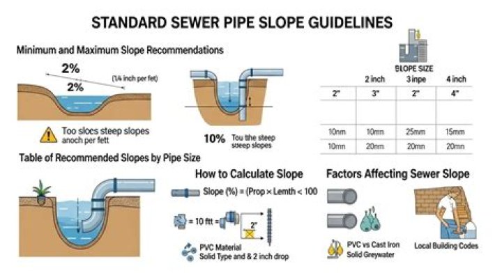 What is the maximum slope of a sewer line?
